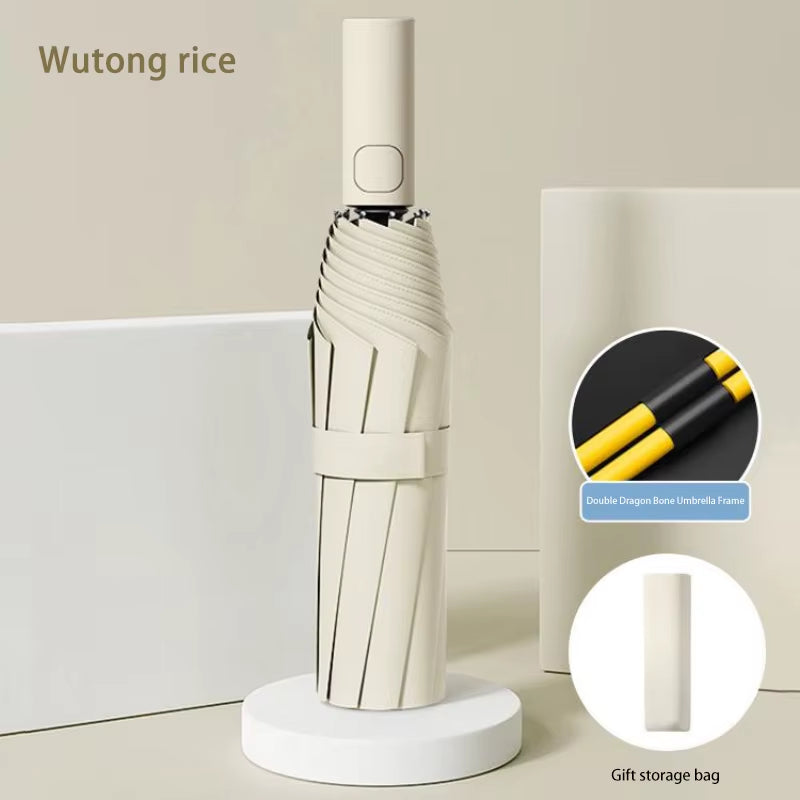 24-Bone Automatic Umbrella - Large Solid Color Collapsible Outdoor Umbrella with UV Protection