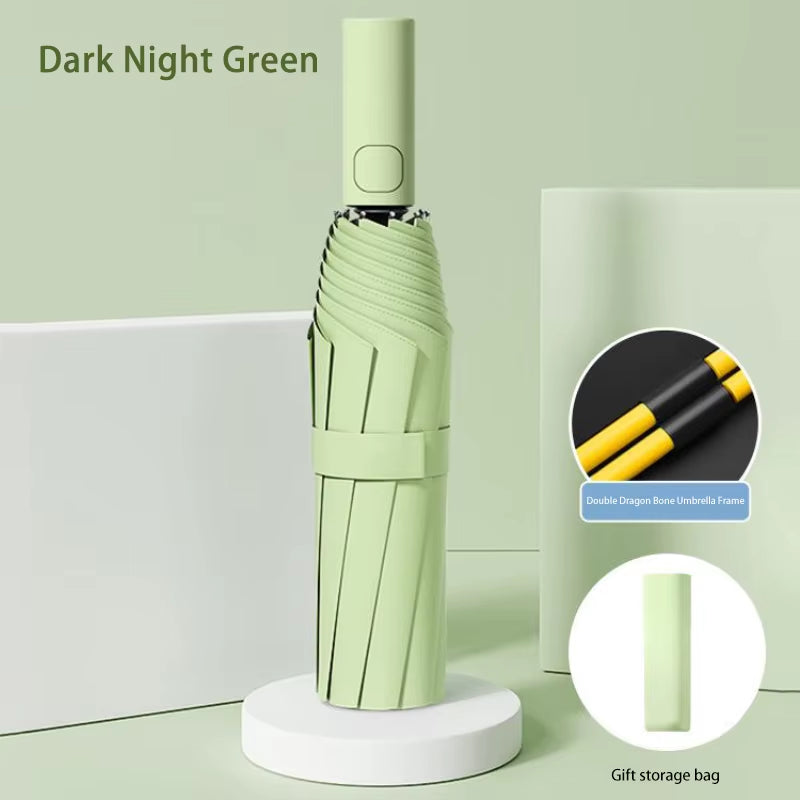24-Bone Automatic Umbrella - Large Solid Color Collapsible Outdoor Umbrella with UV Protection