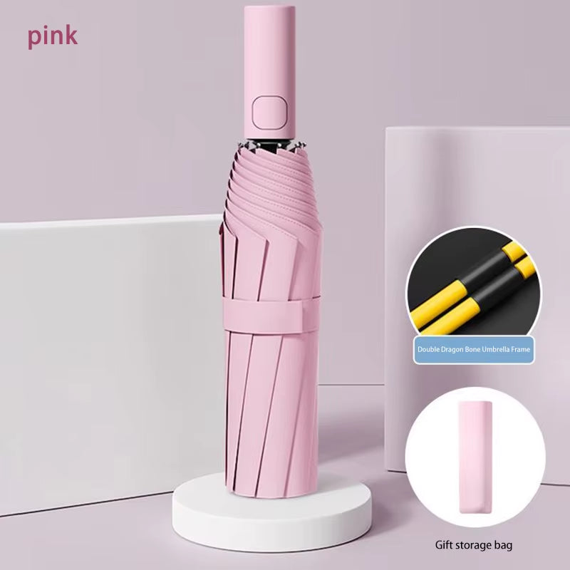 24-Bone Automatic Umbrella - Large Solid Color Collapsible Outdoor Umbrella with UV Protection