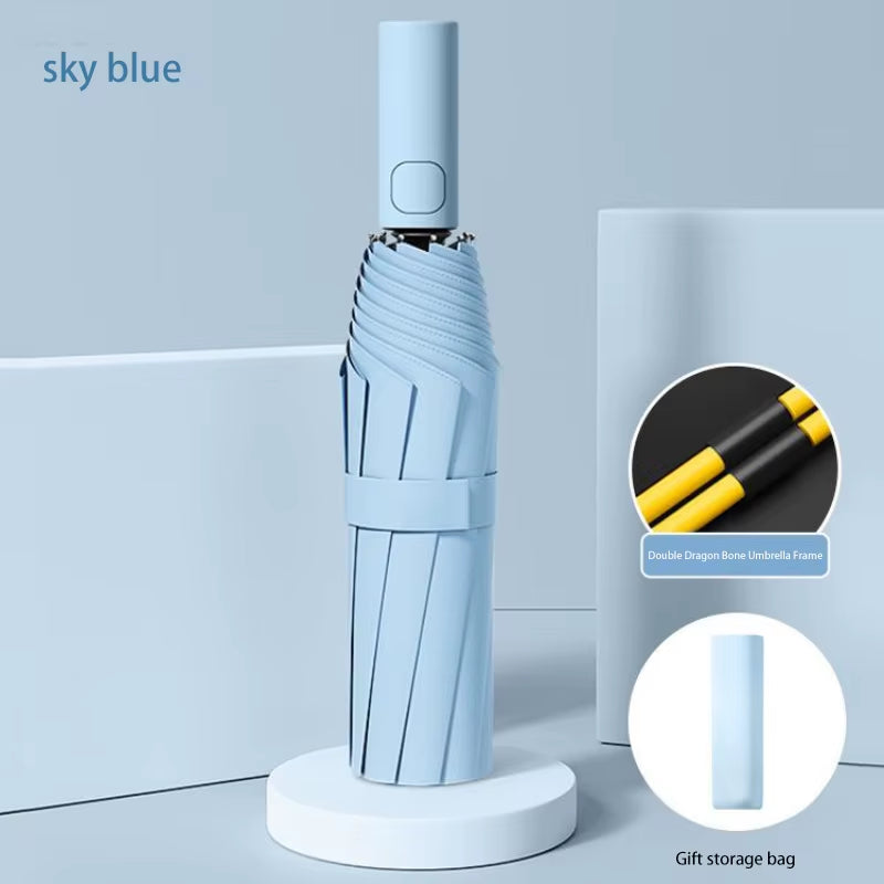 24-Bone Automatic Umbrella - Large Solid Color Collapsible Outdoor Umbrella with UV Protection